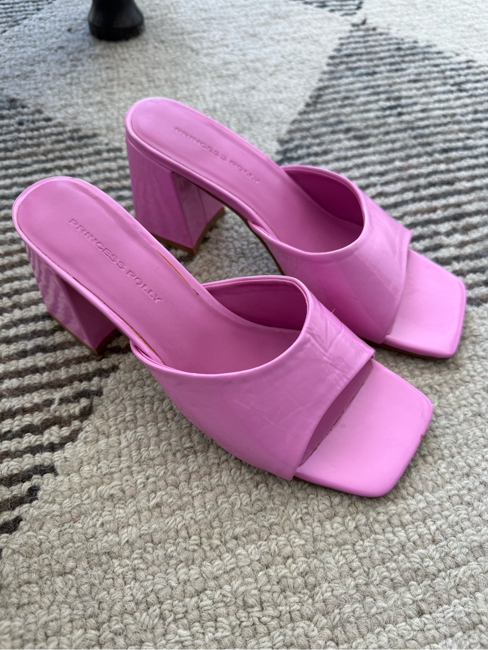 Princess Polly Bubblegum Pink Square Toe Block Heel Mules